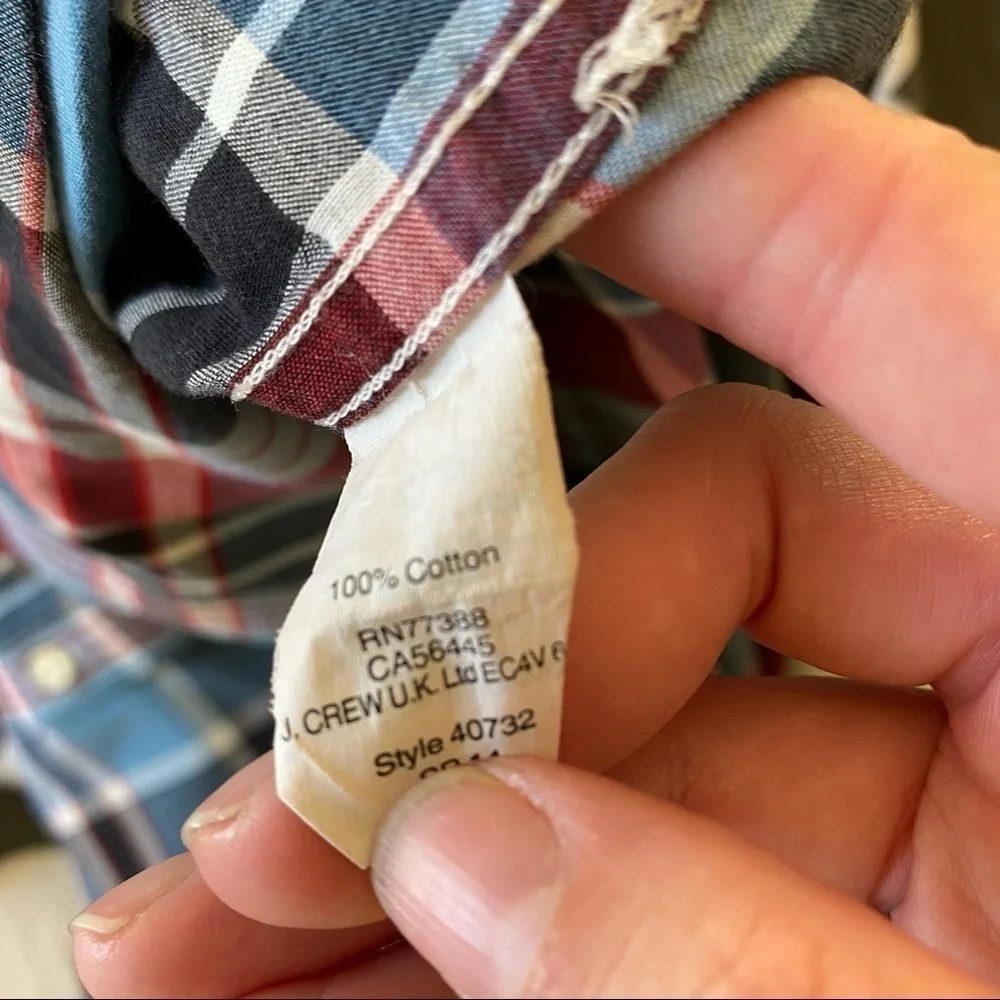J.Crew Summer Plaid Shirt Red Blue Button Down Medium